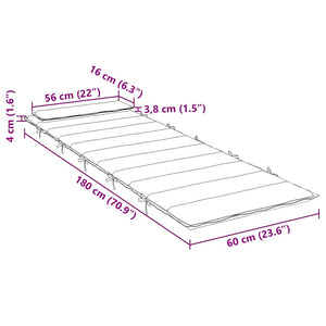 Μαξιλάρι Ξαπλώστρας Σχ. Φύλλων 180x60x4 εκ. από Ύφασμα Oxford