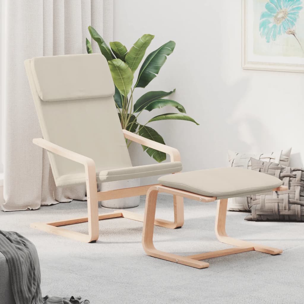 Πολυθρόνα Relax Κρεμ Υφασμάτινη με Υποπόδιο