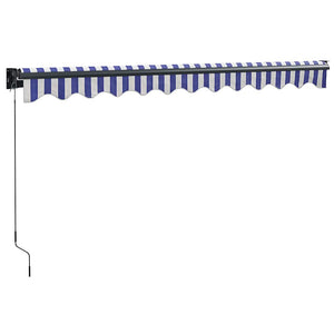 Τέντα Πτυσσόμενη Μπλε και Λευκή 3 x 2,5 μ. Ύφασμα και Αλουμίνιο - Pakobazaar