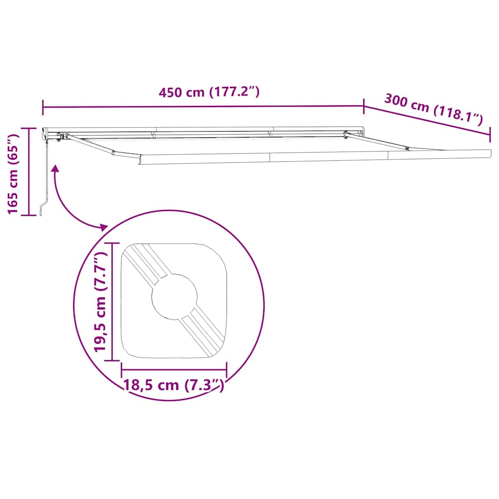 Τέντα Πτυσσόμενη Πορτοκαλί/Καφέ 4,5 x 3 μ. Ύφασμα και Αλουμίνιο