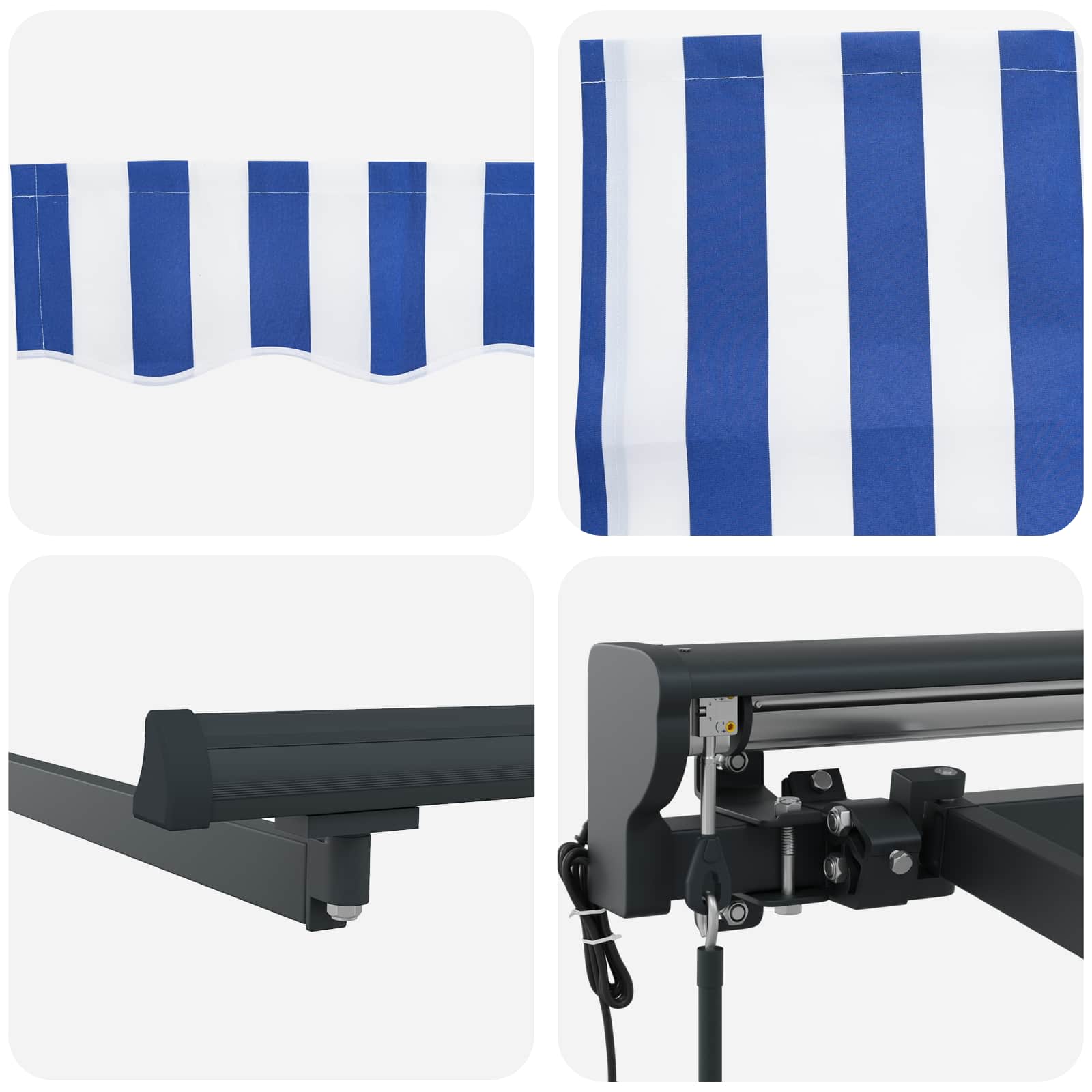 Τέντα Πτυσσόμενη Μπλε και Λευκή 3,5 x 2,5 μ. Ύφασμα / Αλουμίνιο