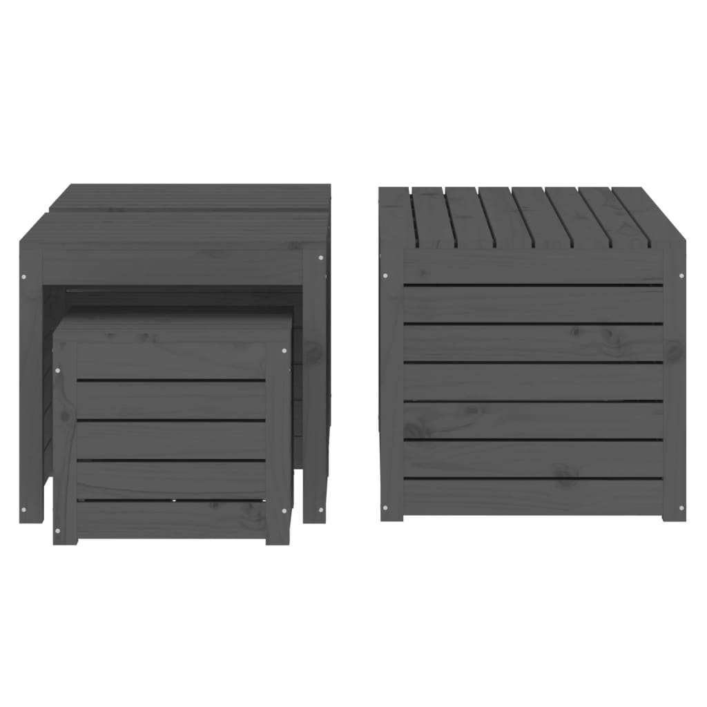 Μπαούλα Κήπου Σετ 4 Τεμαχίων Γκρι από Μασίφ Ξύλο Πεύκου