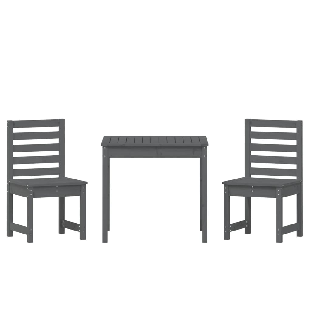 Σετ Επίπλων Bistro Κήπου 3 Τεμαχίων Γκρι από Μασίφ Ξύλο Πεύκου