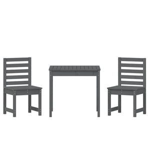 Σετ Επίπλων Bistro Κήπου 3 Τεμαχίων Γκρι από Μασίφ Ξύλο Πεύκου