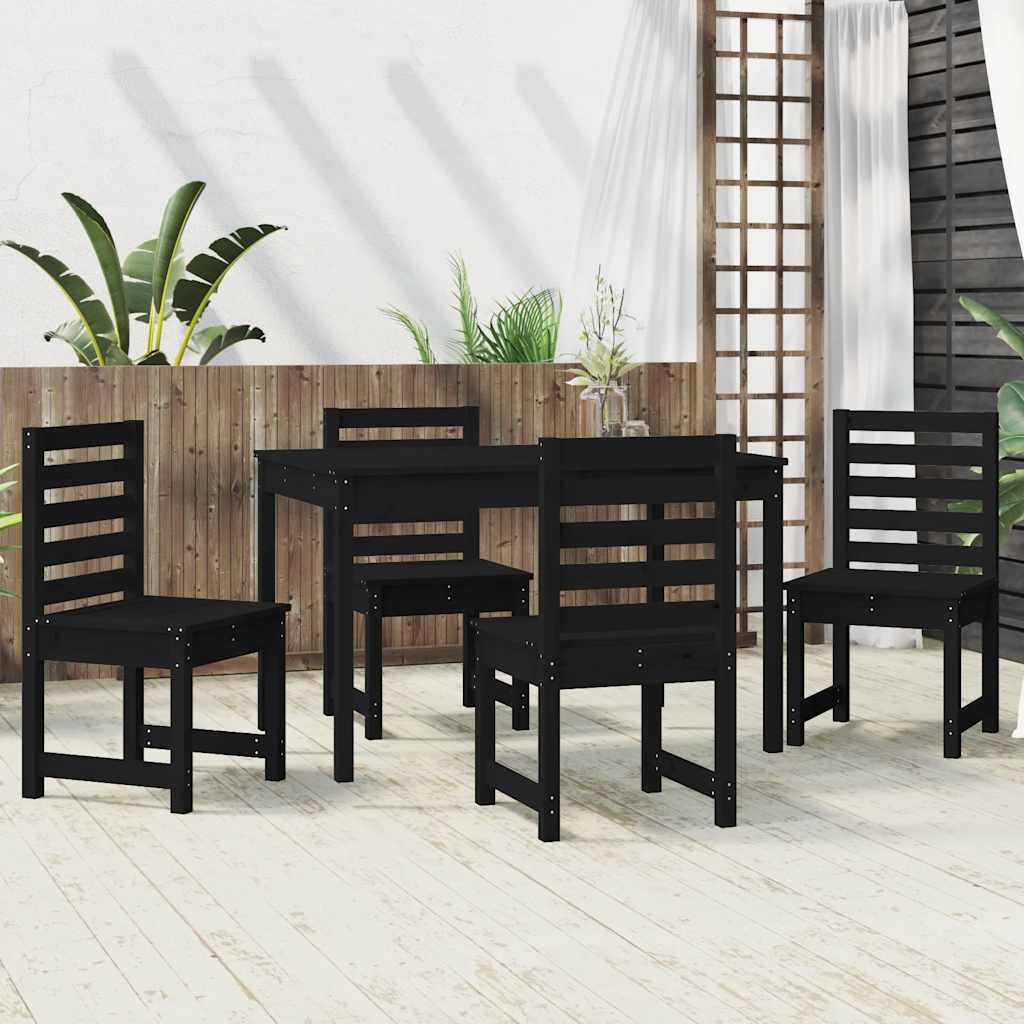 Τραπεζαρία Κήπου Σετ 5 Τεμαχίων Μαύρο από Μασίφ Ξύλο Πεύκου - Pakobazaar