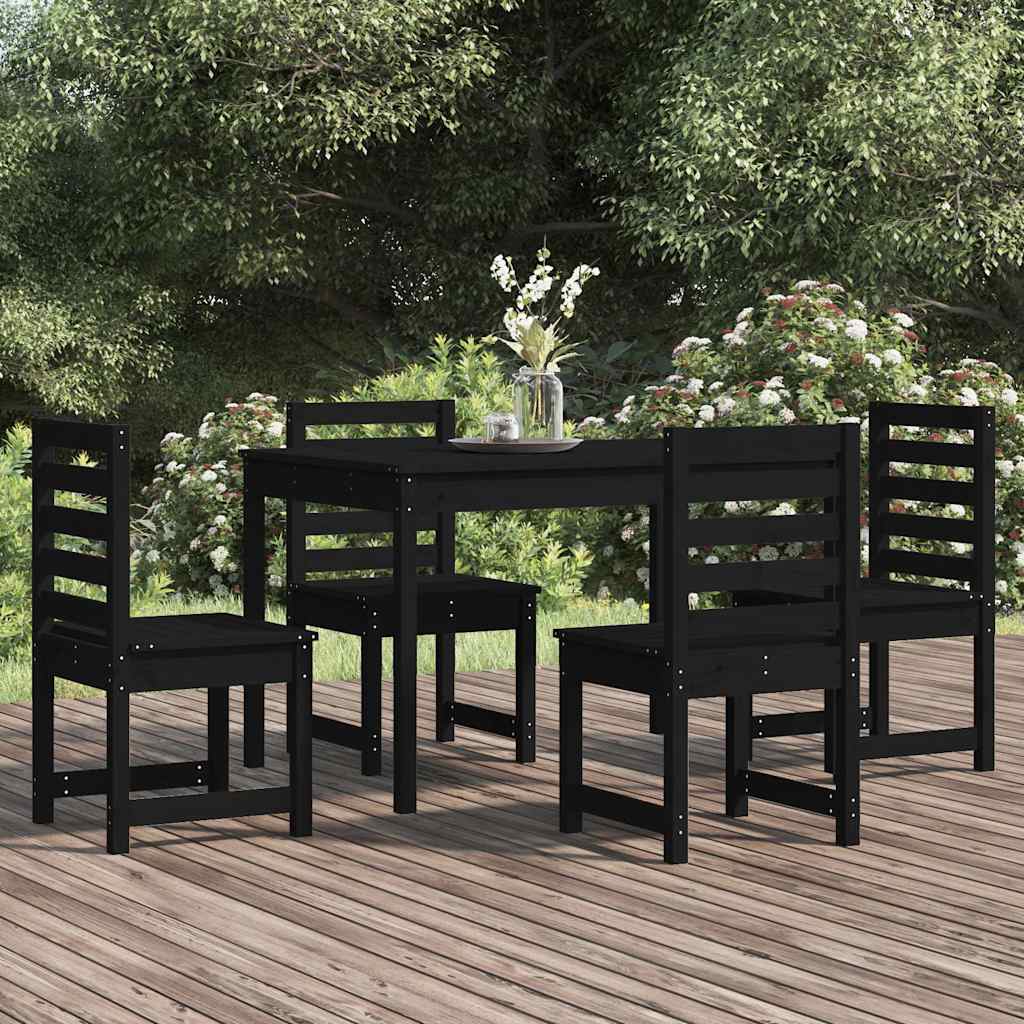 Τραπεζαρία Κήπου Σετ 5 Τεμαχίων Μαύρο από Μασίφ Ξύλο Πεύκου - Pakobazaar