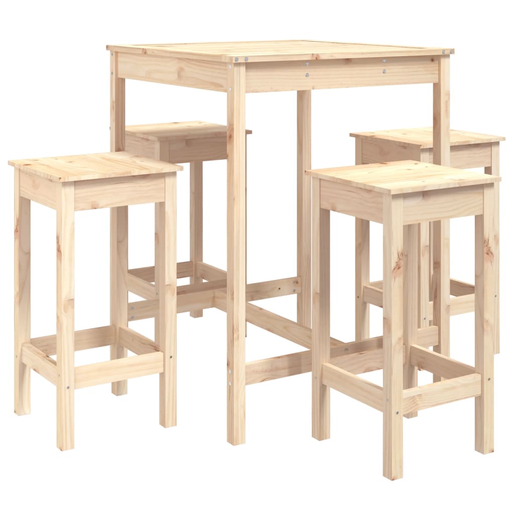 Σετ Επίπλων Μπαρ Κήπου 5 Τεμαχίων από Μασίφ Ξύλο Πεύκου