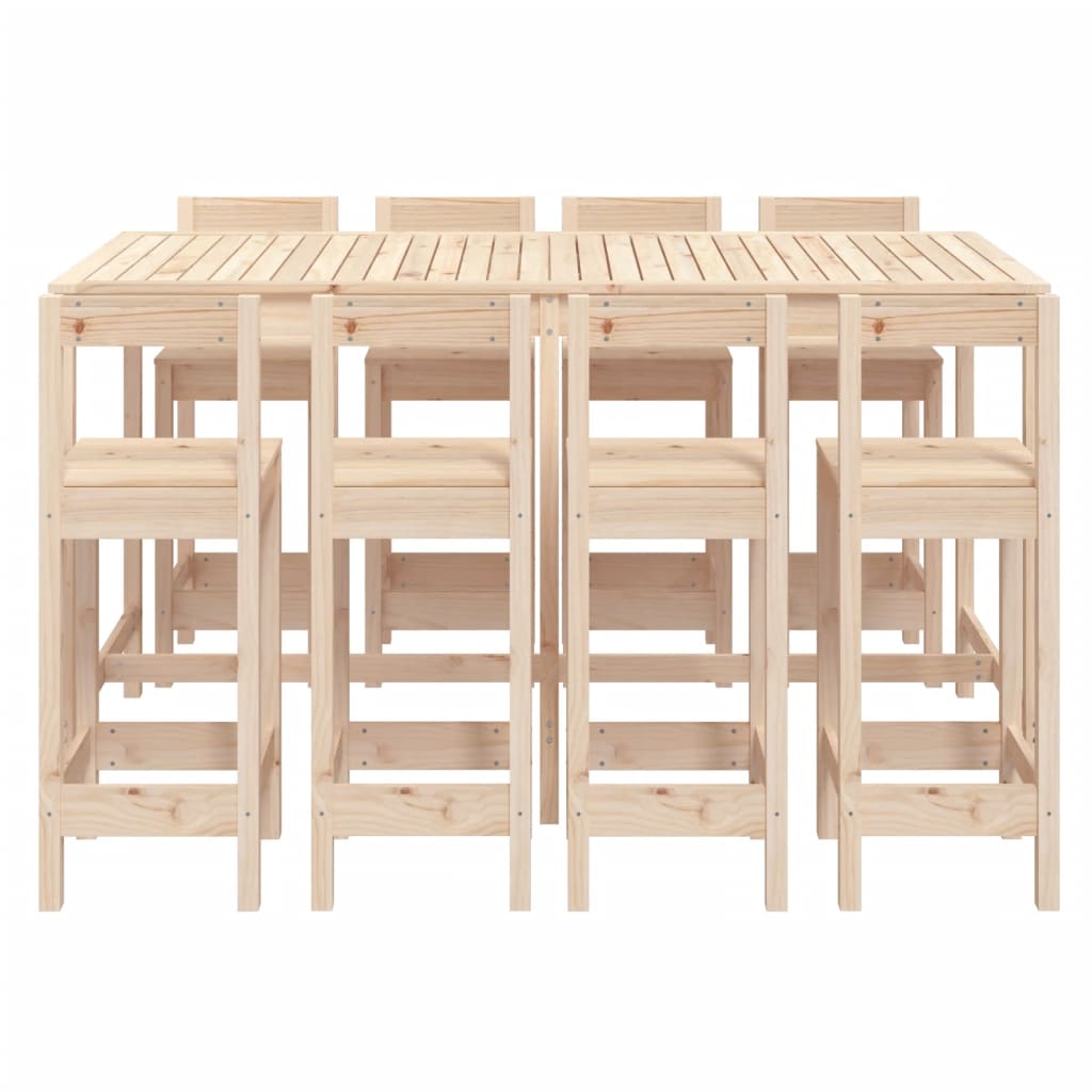 Σετ Επίπλων Μπαρ Κήπου 9 Τεμαχίων από Μασίφ Ξύλο Πεύκου