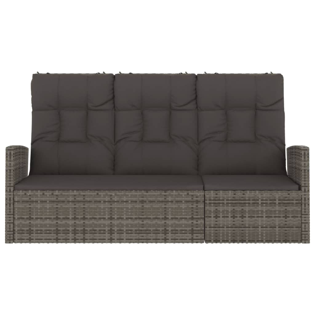 Πάγκος Κήπου Ανακλινόμενος Γκρι 173 εκ. Συνθ. Ρατάν & Μαξιλάρια