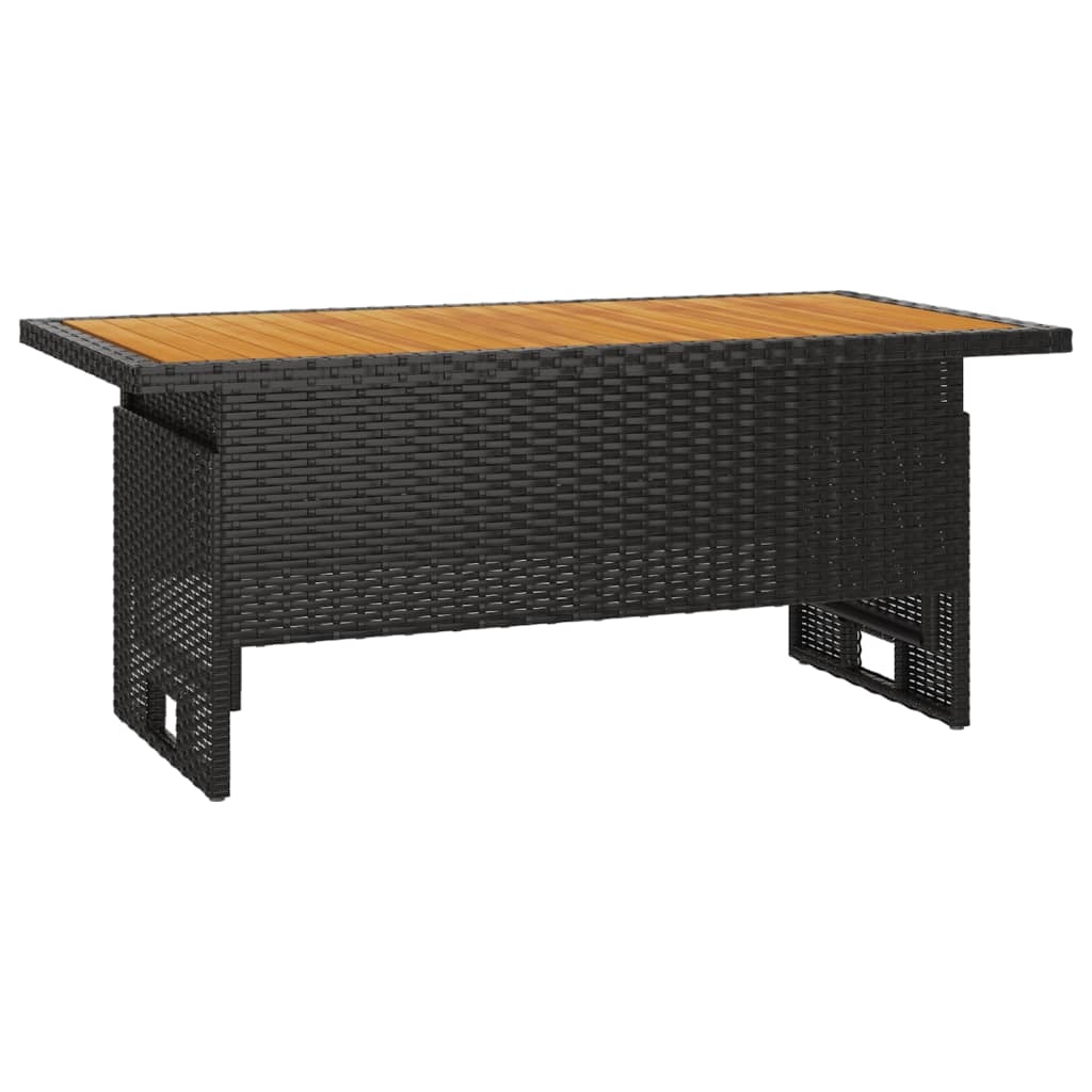 Τραπέζι Κήπου Μαύρο 100x50x43/63 εκ. Μασίφ Ακακία & Συνθ. Ρατάν