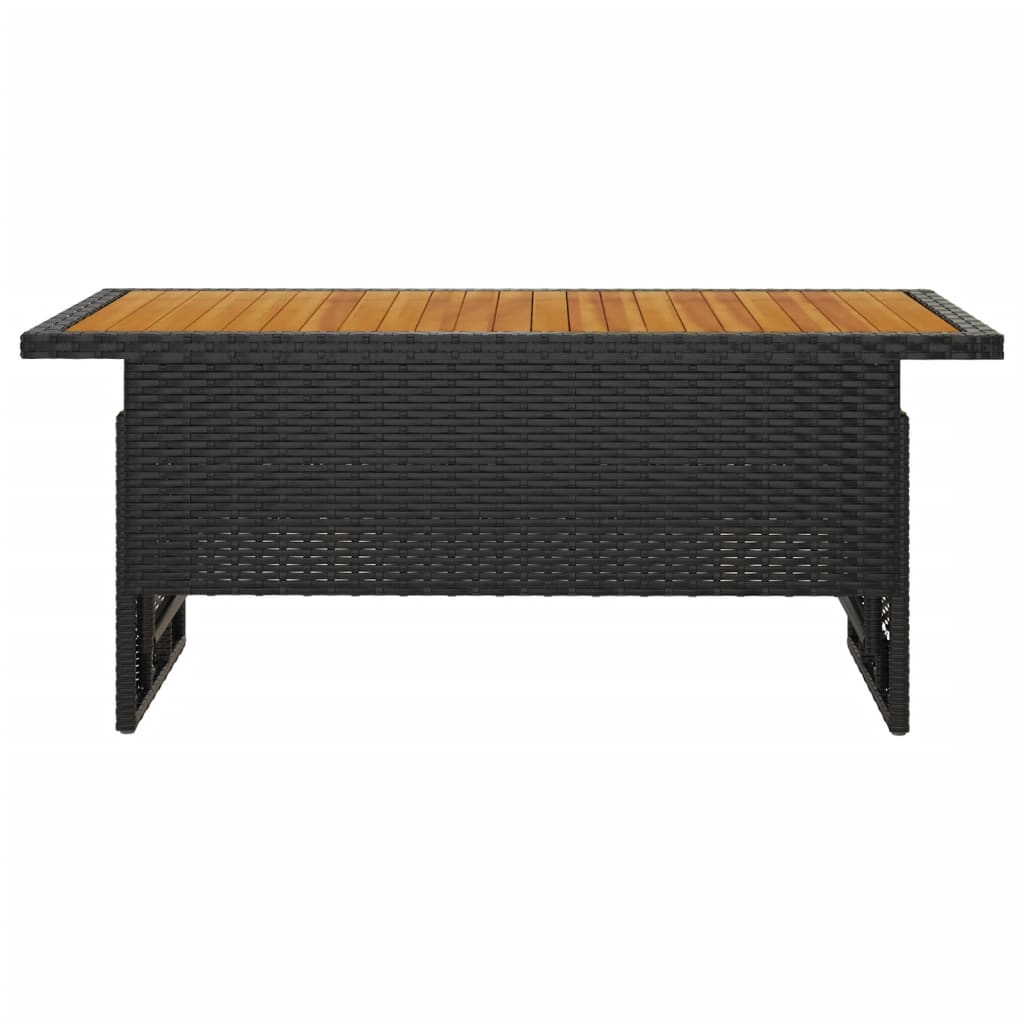 Τραπέζι Κήπου Μαύρο 100x50x43/63 εκ. Μασίφ Ακακία & Συνθ. Ρατάν