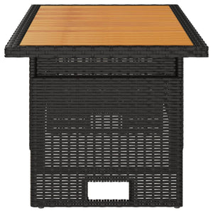Τραπέζι Κήπου Μαύρο 100x50x43/63 εκ. Μασίφ Ακακία & Συνθ. Ρατάν