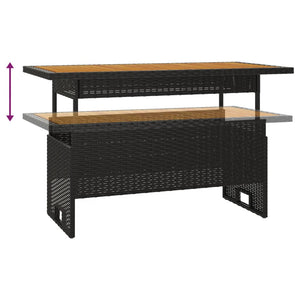 Τραπέζι Κήπου Μαύρο 100x50x43/63 εκ. Μασίφ Ακακία & Συνθ. Ρατάν