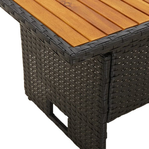 Τραπέζι Κήπου Μαύρο 100x50x43/63 εκ. Μασίφ Ακακία & Συνθ. Ρατάν