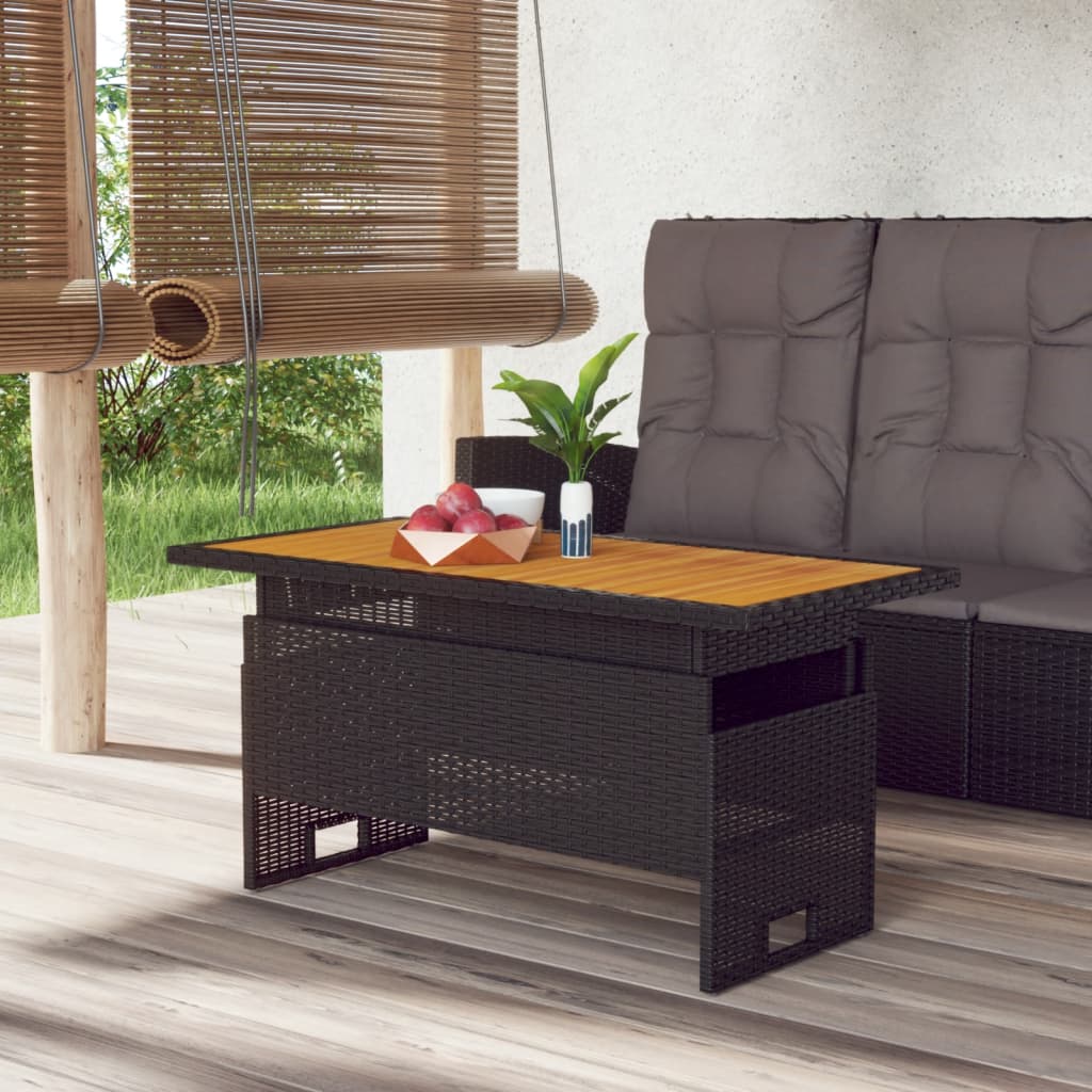 Τραπέζι Κήπου Μαύρο 100x50x43/63 εκ. Μασίφ Ακακία & Συνθ. Ρατάν