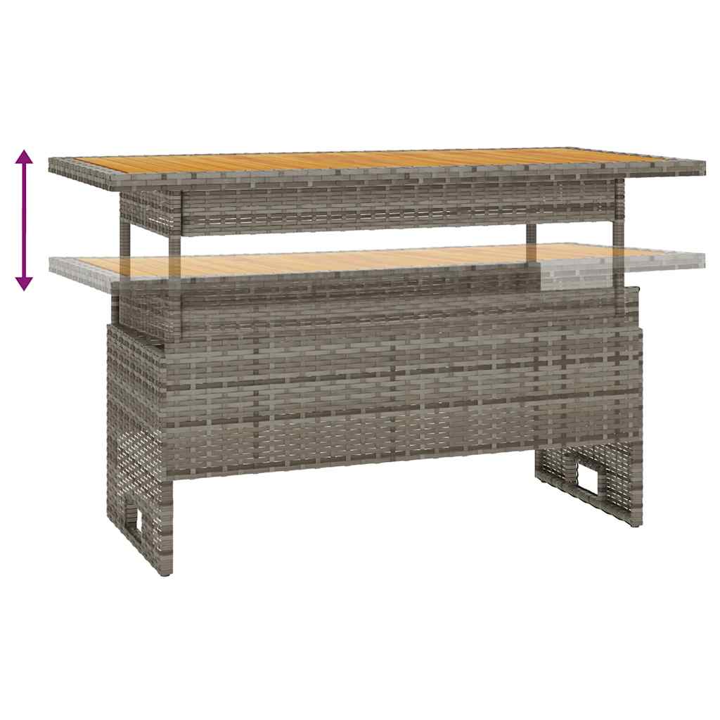 Τραπέζι Κήπου Γκρι 100x50x43/63 εκ. Μασίφ Ακακία & Συνθ. Ρατάν