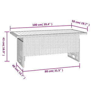 Τραπέζι Κήπου Γκρι 100x50x43/63 εκ. Μασίφ Ακακία & Συνθ. Ρατάν