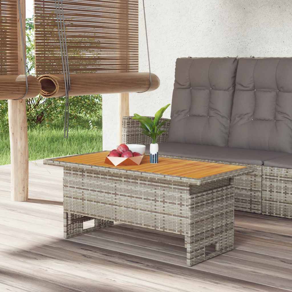 Τραπέζι Κήπου Γκρι 100x50x43/63 εκ. Μασίφ Ακακία & Συνθ. Ρατάν