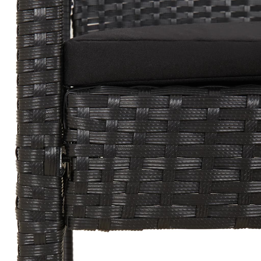 Παγκάκι Κήπου Μαύρο 105 εκ. από Συνθετικό Ρατάν με Μαξιλάρι - Pakobazaar