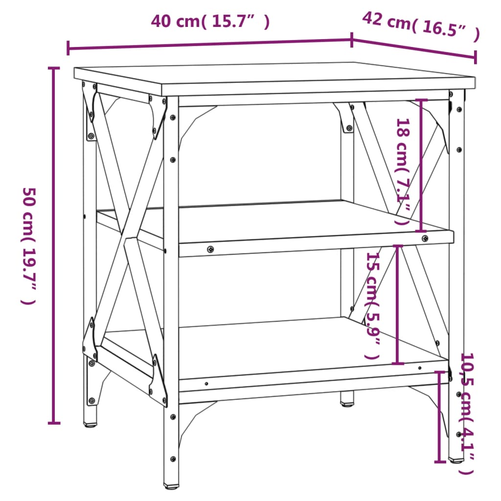 Βοηθητικό Τραπέζι Καπνιστή Δρυς 40x42x50 εκ. Επεξεργασμένο Ξύλο