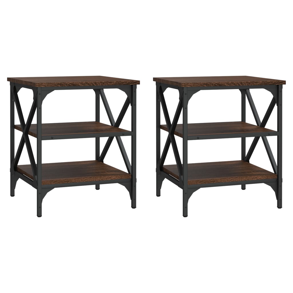 Τραπεζάκια Σαλονιού 2 τεμ Καφέ Δρυς 40x42x50 εκ. Επεξ. Ξύλο - Pakobazaar