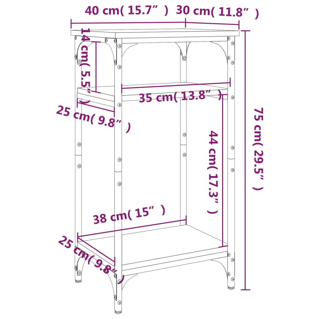 Βοηθητικό Τραπέζι Καφέ Δρυς 40x30x75 εκ. Επεξεργασμένο Ξύλο