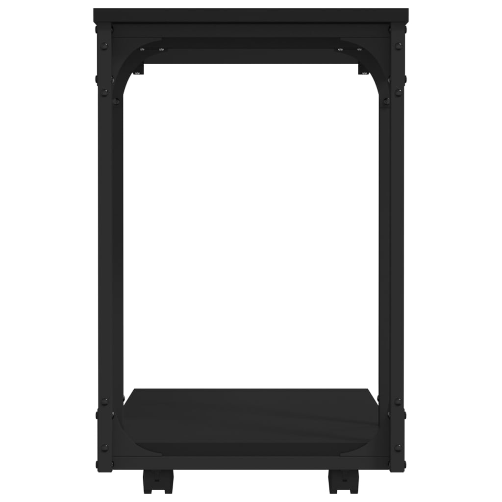 Βοηθητικό Τραπέζι με Ρόδες Μαύρο 50x35x55,5 εκ. Επεξ. Ξύλο