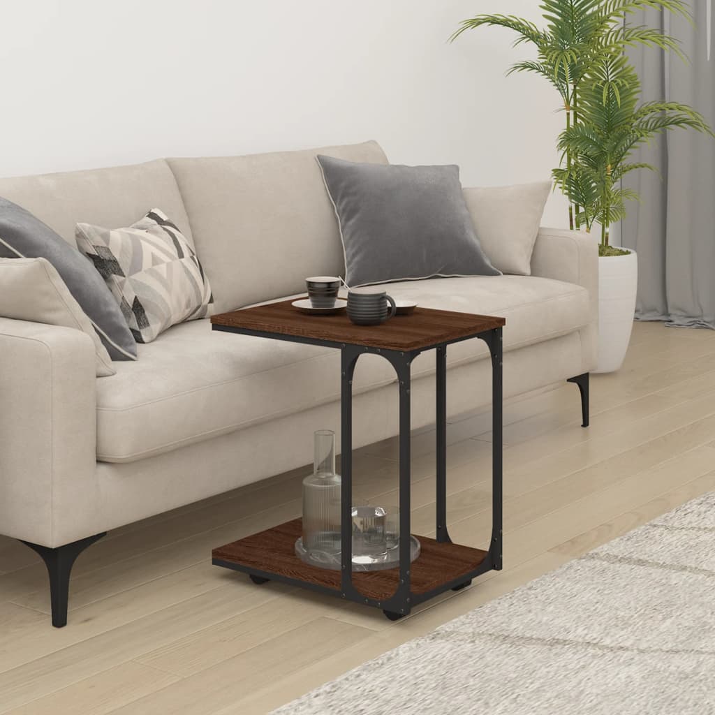 Βοηθητικό Τραπέζι με Ρόδες Καφέ Δρυς 50x35x55,5 εκ. Επεξ. Ξύλο - Pakobazaar