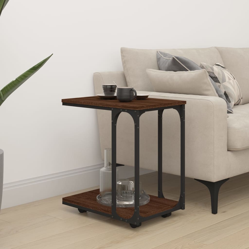 Βοηθητικό Τραπέζι με Ρόδες Καφέ Δρυς 50x35x55,5 εκ. Επεξ. Ξύλο - Pakobazaar