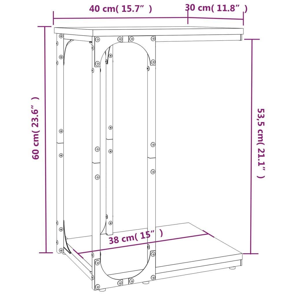 Βοηθητικό Τραπέζι Γκρι Sonoma 40x30x60 εκ. Επεξεργασμένο Ξύλο