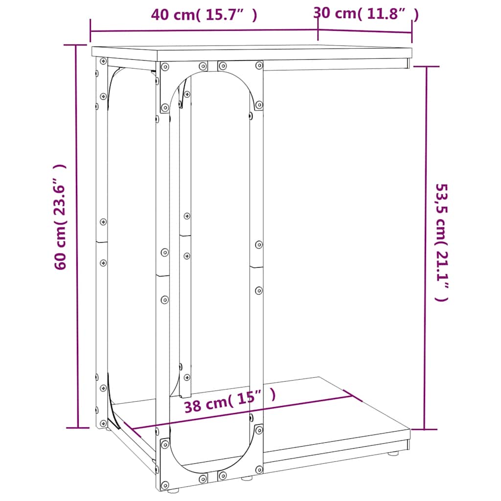 Βοηθητικό Τραπέζι Καφέ Δρυς 40 x 30 x 60 εκ. Επεξεργασμένο Ξύλο
