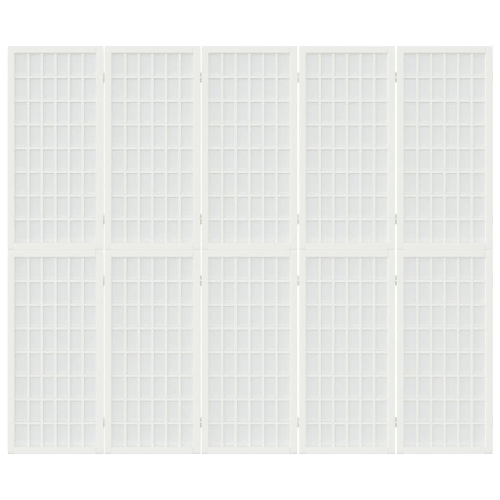 Παραβάν Ιαπωνικού Στιλ με 5 Πάνελ Πτυσσόμενο Λευκό 200x170 εκ.