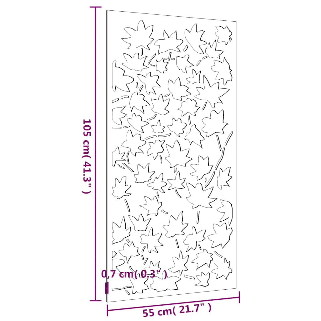 Διακοσμητικό Κήπου Επιτοίχιο Σχ. Φύλλων 105x55 εκ Ατσάλι Corten