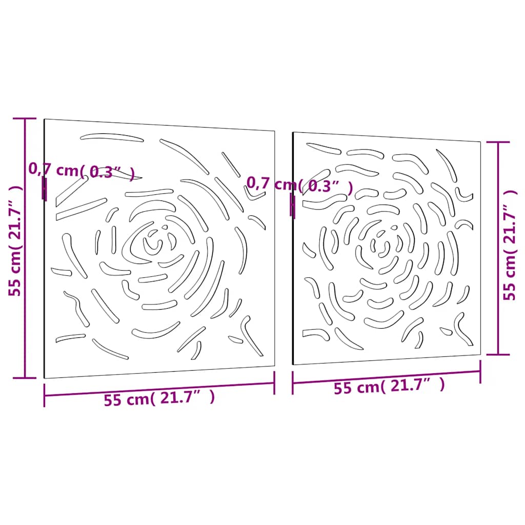 Διακοσμητικά Κήπου Τριαντάφυλλα 2 τεμ. 55x55 εκ. Ατσάλι Corten