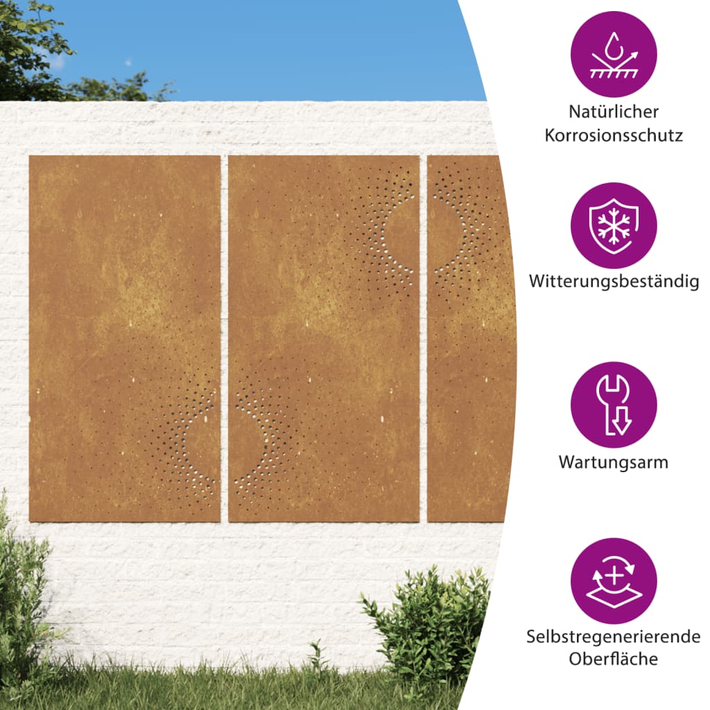 Διακοσμητικά Κήπου Σχ. Ήλιος 3 τεμ. 105 x 55 εκ. Ατσάλι Corten - Pakobazaar