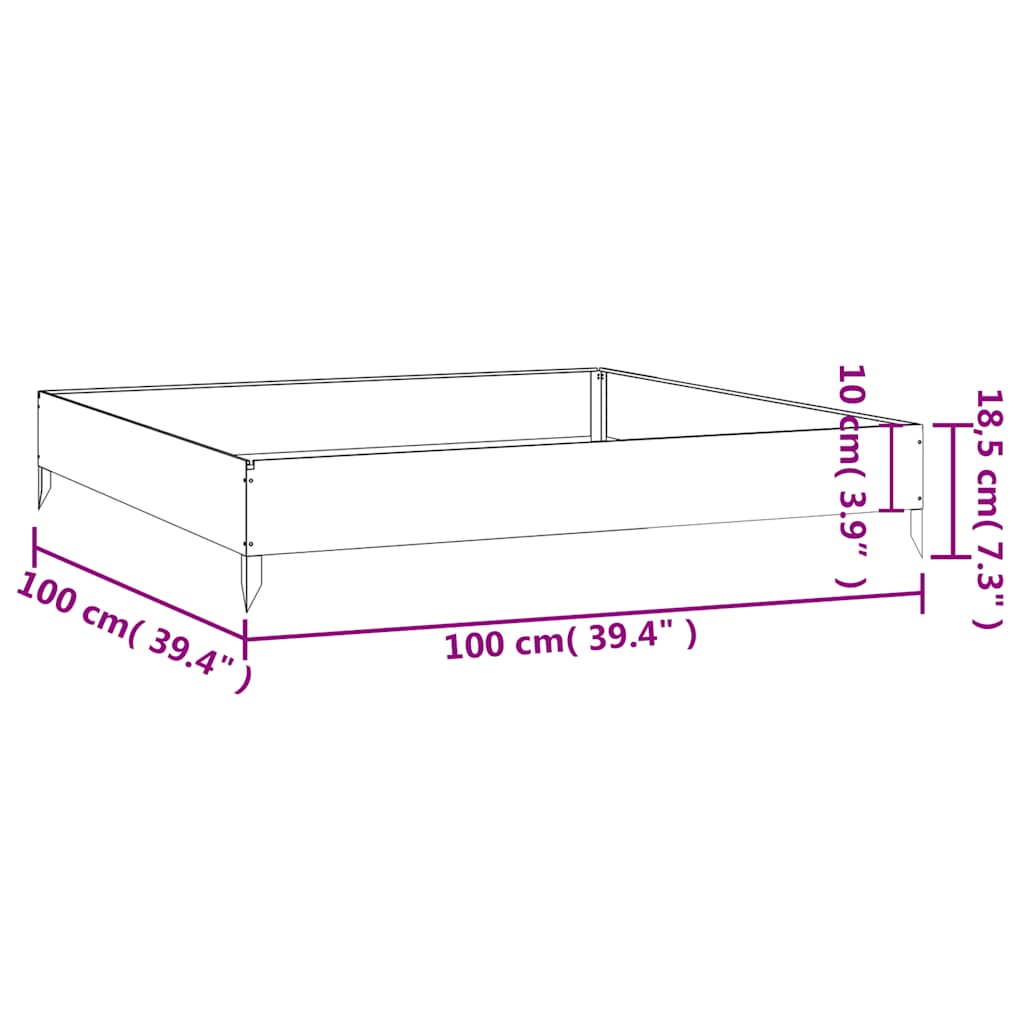 Ζαρντινιέρα 100 x 100 x 18,5 εκ. από Ατσάλι Σκληρυθέν στον Αέρα