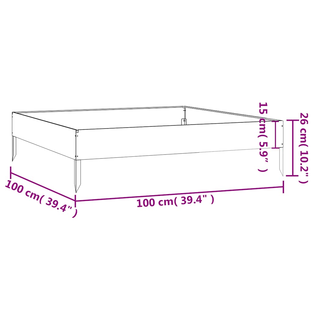 Ζαρντινιέρα 100 x 100 x 26 εκ. από Ατσάλι Σκληρυθέν στον Αέρα