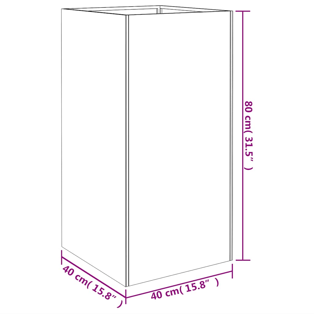 Ζαρντινιέρα 40x40x80 εκ. από Ατσάλι Σκληρυθέν στον Αέρα