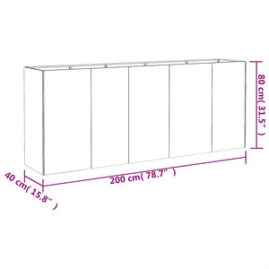 Ζαρντινιέρα 200 x 40 x 80 εκ. από Ατσάλι Σκληρυθέν στον Αέρα