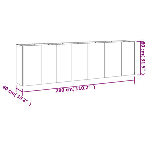 Ζαρντινιέρα 280 x 40 x 80 εκ. από Ατσάλι Σκληρυθέν στον Αέρα