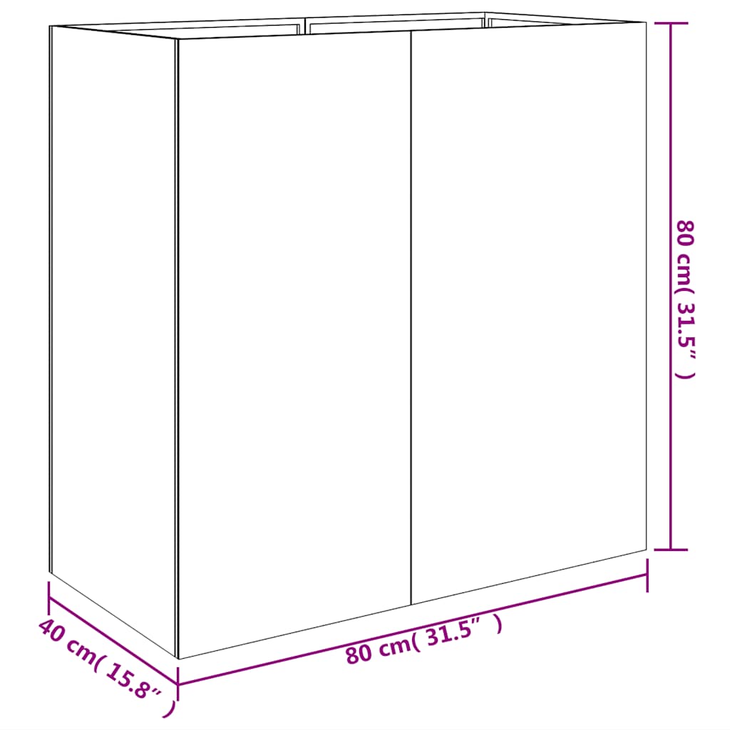 Ζαρντινιέρα 40x80x80 εκ. από Ατσάλι Σκληρυθέν στον Αέρα - Pakobazaar