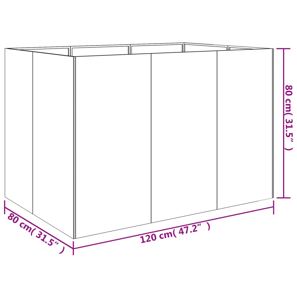 Ζαρντινιέρα 120 x 80 x 80 εκ. από Ατσάλι Σκληρυθέν στον Αέρα