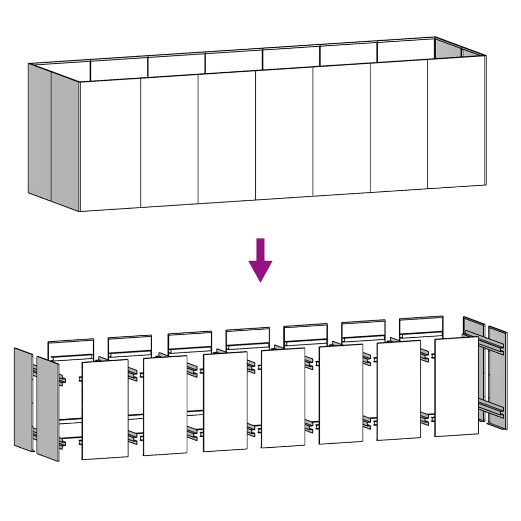 Ζαρντινιέρα 280 x 80 x 80 εκ. από Ατσάλι Σκληρυθέν στον Αέρα