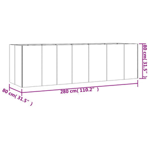 Ζαρντινιέρα 280 x 80 x 80 εκ. από Ατσάλι Σκληρυθέν στον Αέρα