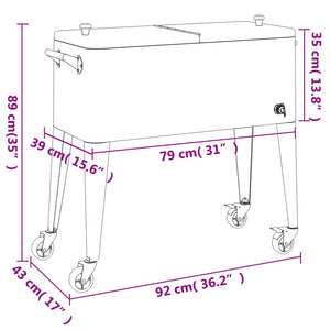 Φορητό Ψυγείο με Ρόδες Κόκκινο 92 x 43 x 89 εκ. - Pakobazaar