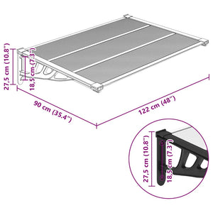 Στέγαστρο Πόρτας Μαύρο & Διαφανές 122x90 εκ από Πολυκαρβονικό - PAKOBAZAAR