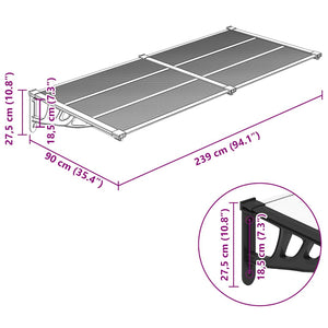 Στέγαστρο Πόρτας Μαύρο & Διαφανές 239x90 εκ από Πολυκαρβονικό - PAKOBAZAAR