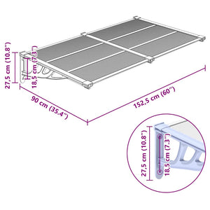 Στέγαστρο Πόρτας Γκρι & Διαφανές 152,5x90 εκ από Πολυκαρβονικό - Pakobazaar
