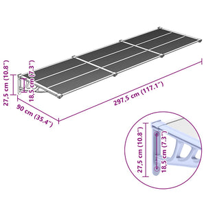 Στέγαστρο Πόρτας Γκρι & Διαφανές 297,5x90 εκ από Πολυκαρβονικό - PAKOBAZAAR