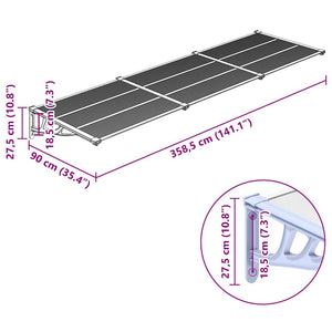 Στέγαστρο Πόρτας Γκρι & Διαφανές 358,5x90 εκ από Πολυκαρβονικό - PAKOBAZAAR